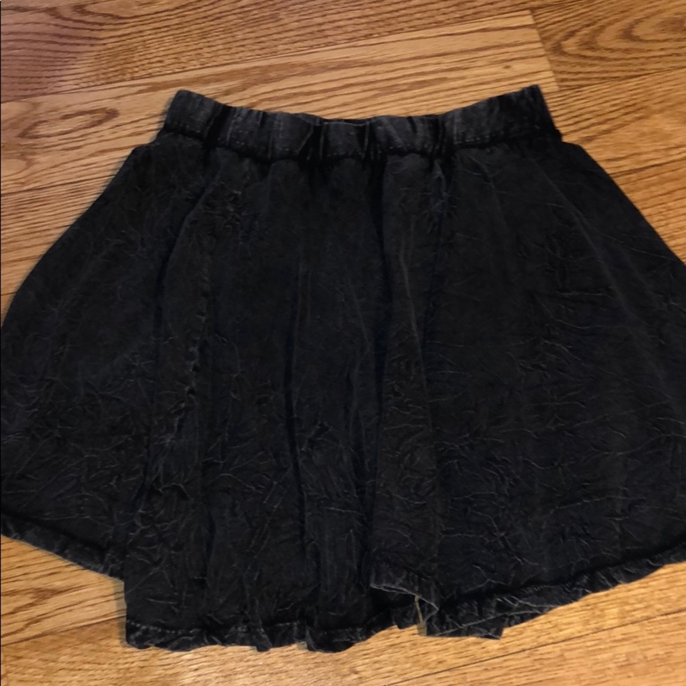 Black denim washed cotton skirt